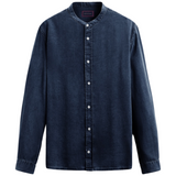 "FRANCO" Grand Dad Collar Chambray Long Sleeve Shirt (Made to order)