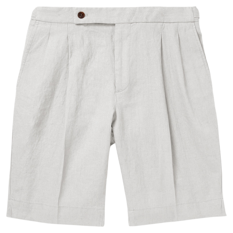 "STEVEN" Cotton Linen Pleated Shorts (Made to Order)