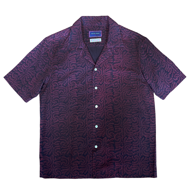 Block Print Short Sleeve Shirt - Maroon