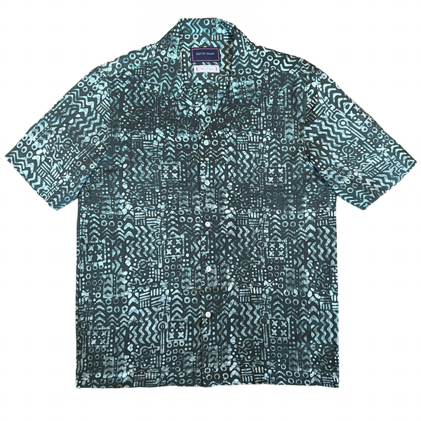 Batik Print Short Sleeve Shirt - GREEN
