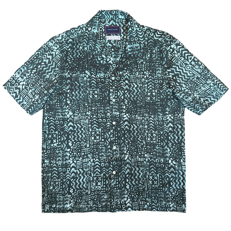 Batik Print Short Sleeve Shirt - GREEN