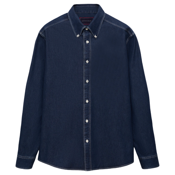 "ENDO" BUTTON DOWN JAPANESE CHAMBRAY LONG SLEEVE SHIRT