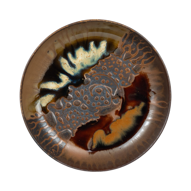 Large Takatori Bowl with Two-colour Splash Decoration