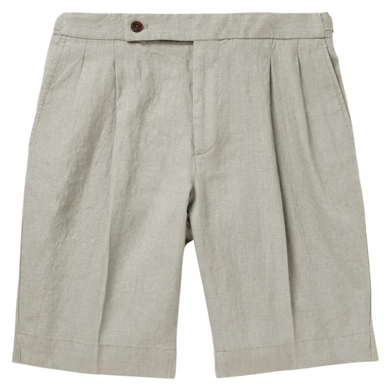 "STEVEN" Cotton Linen Pleated Shorts (Made to Order)