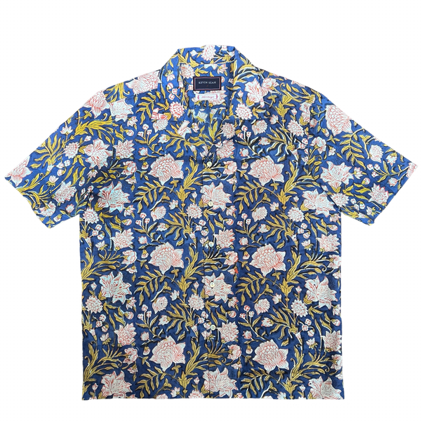 Block Print Short Sleeve Shirt - Blue