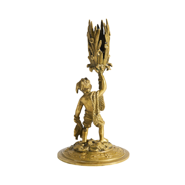 Vintage 1900's French Bronze Figurative Candleholder