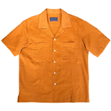Puglia Camp Collar Seersucker Short Sleeve Shirt - Burnt Orange