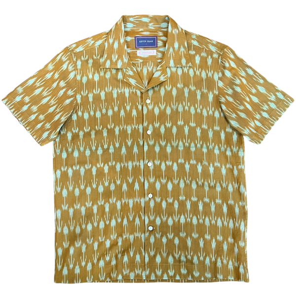 Hand Loomed Ikat Short Sleeve Shirt - Peanut Brown