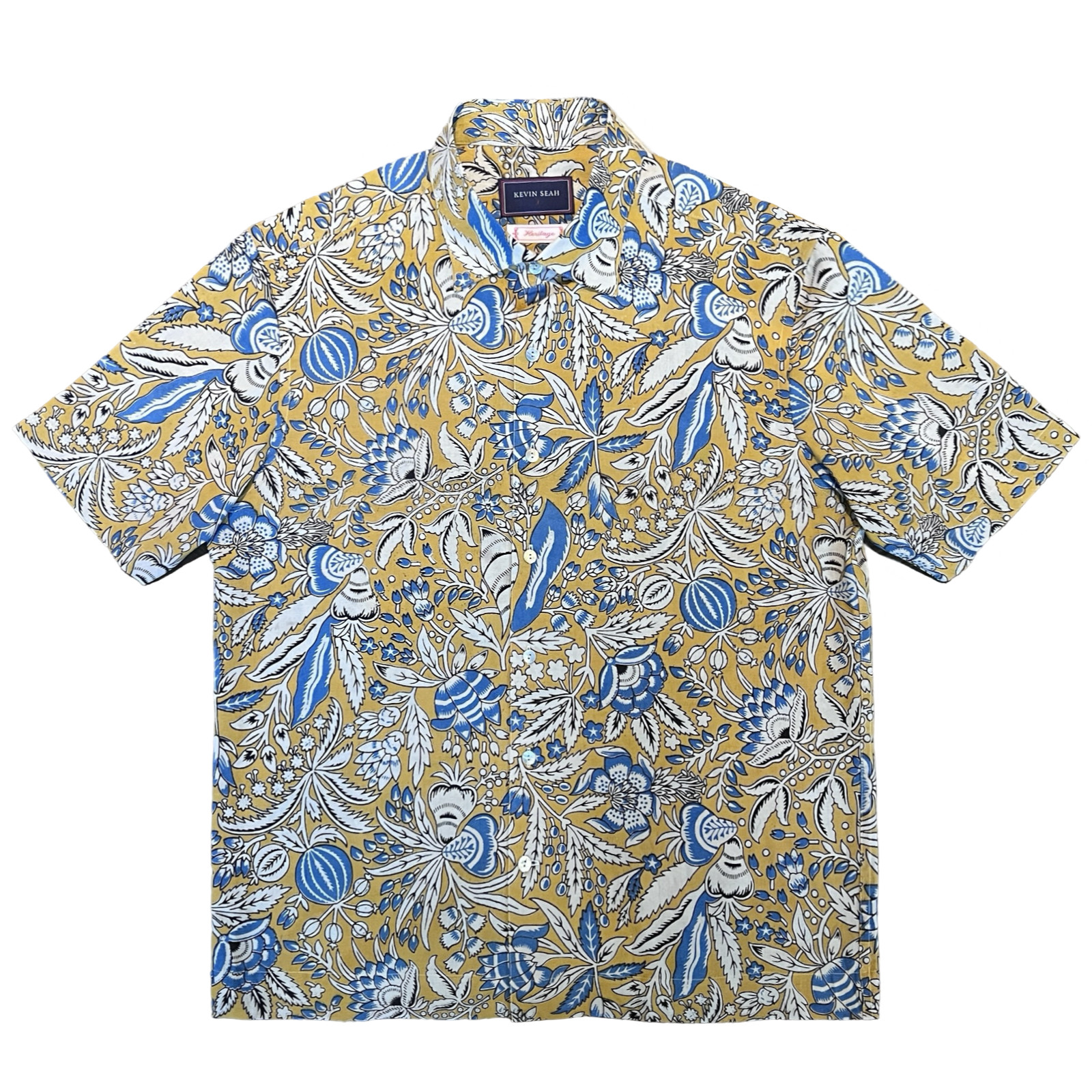 Block Print Short Sleeved Shirt - YELLOW – Kevin Seah Online