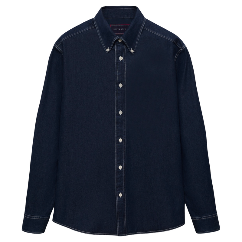 "ENDO" BUTTON DOWN JAPANESE CHAMBRAY LONG SLEEVE SHIRT