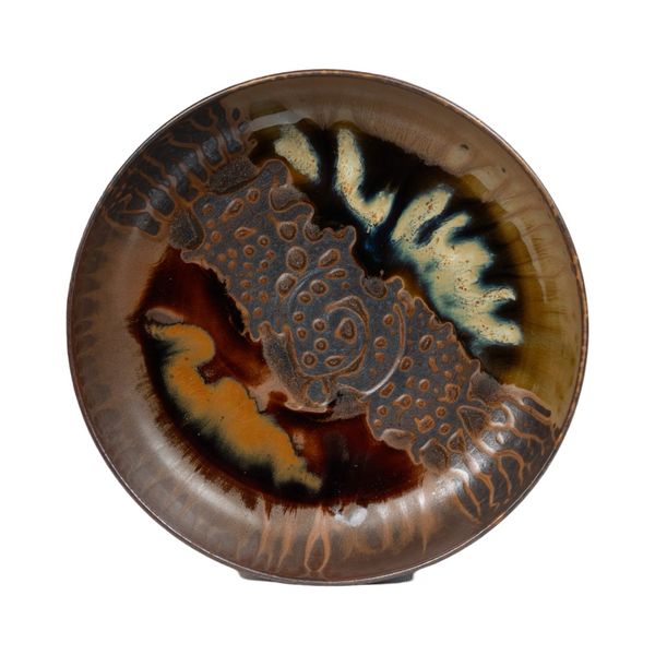 Large Takatori Bowl with Two-colour Splash Decoration