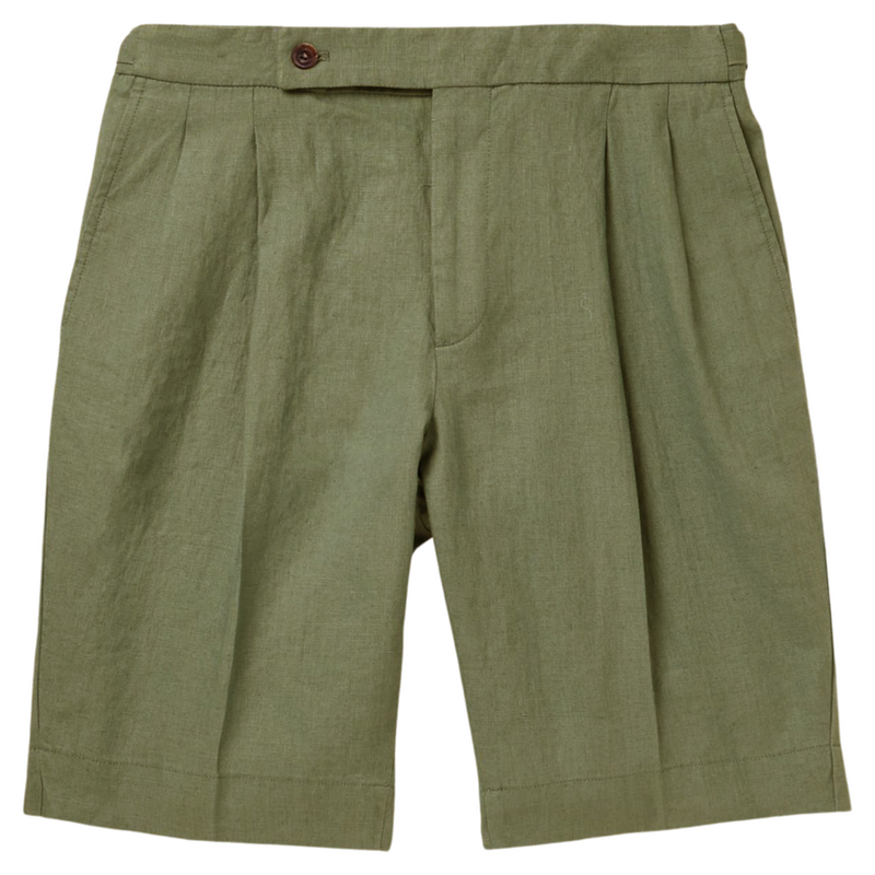 "STEVEN" Cotton Linen Pleated Shorts (Made to Order)