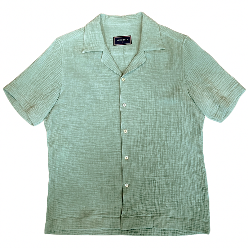 Camp Collar Short Sleeve Gauze Shirt - Pistachio Green