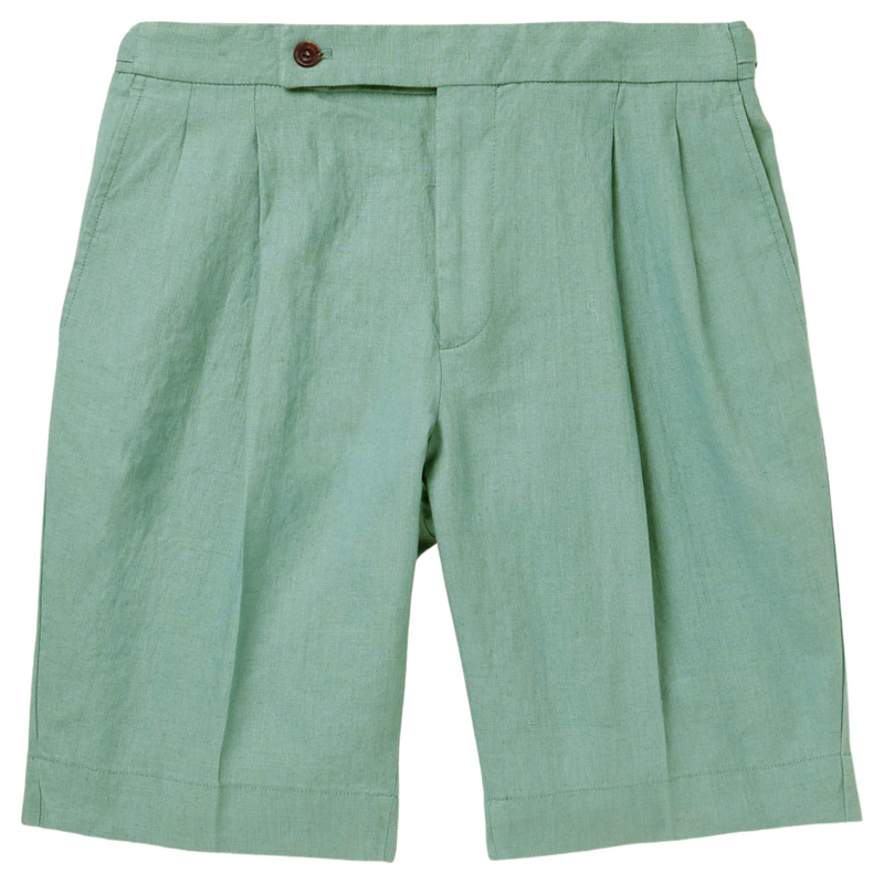 "STEVEN" Cotton Linen Pleated Shorts (Made to Order)