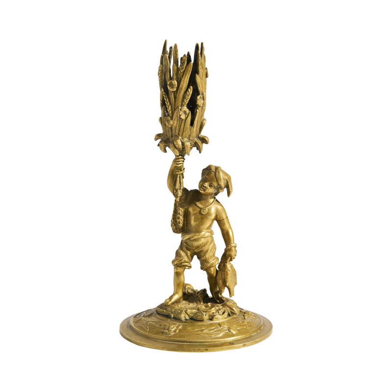 Vintage 1900's French Bronze Figurative Candleholder