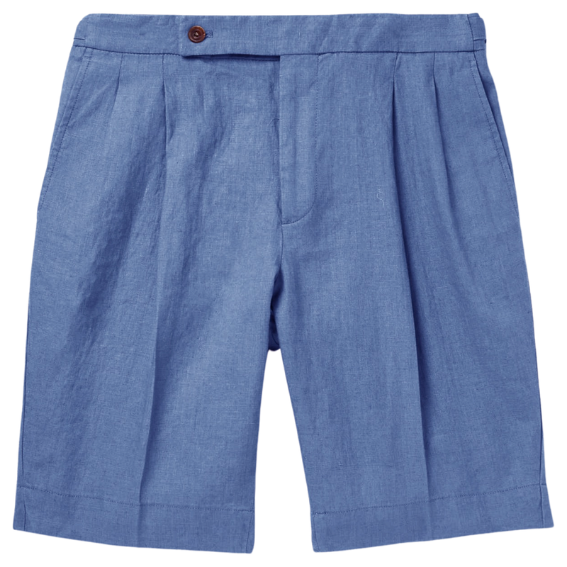 "STEVEN" Cotton Linen Pleated Shorts (Made to Order)