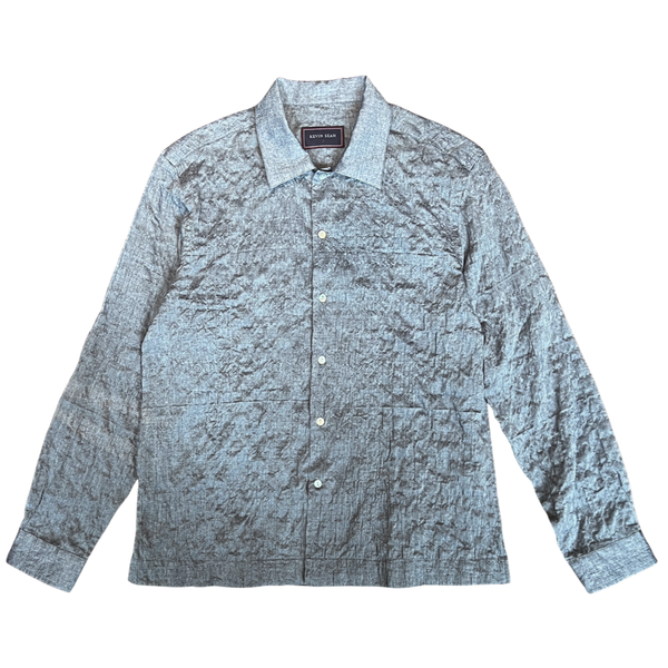 Philippe Crinkled Long Sleeve Tencel Chambray Shirt - Greyish Blue