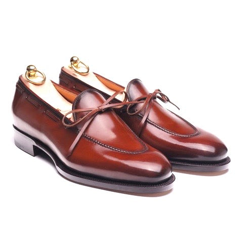 Brown Patina Calf String Loafers