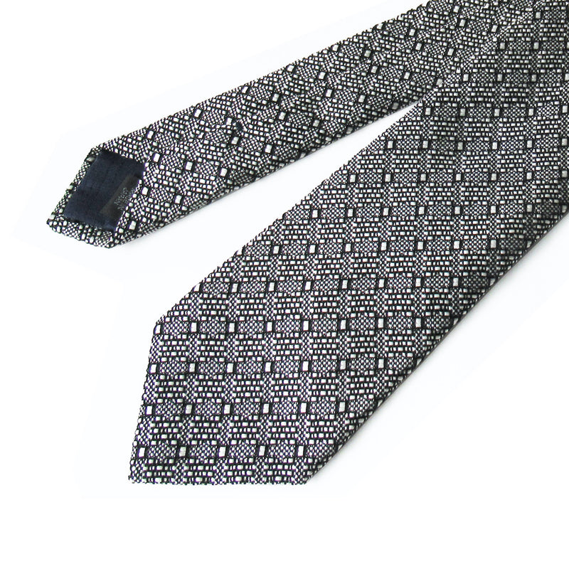 Lattice Jacquard Tie (White Gray)