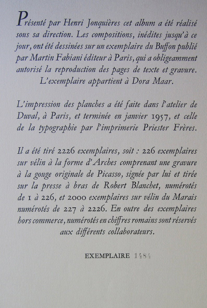 Original Lithograph - En marge du Buffon 1957