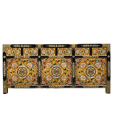 Long sideboard hand-painted in Tibetan-style