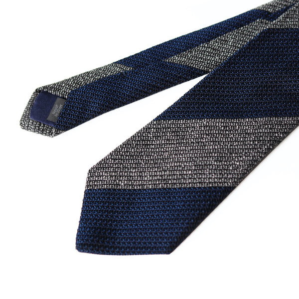 Fresco Tweed Panel Tie (Gray x Dark Navy)