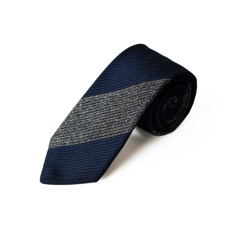 Fresco Tweed Panel Tie (Gray x Dark Navy)