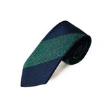 Fresco Tweed Panel Tie (Green x Dark Navy)