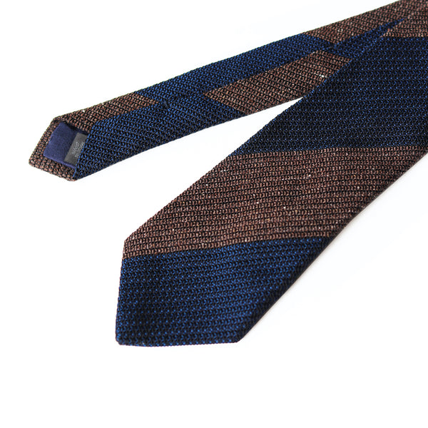 Fresco Tweed Panel Tie (Brown x Dark Navy)