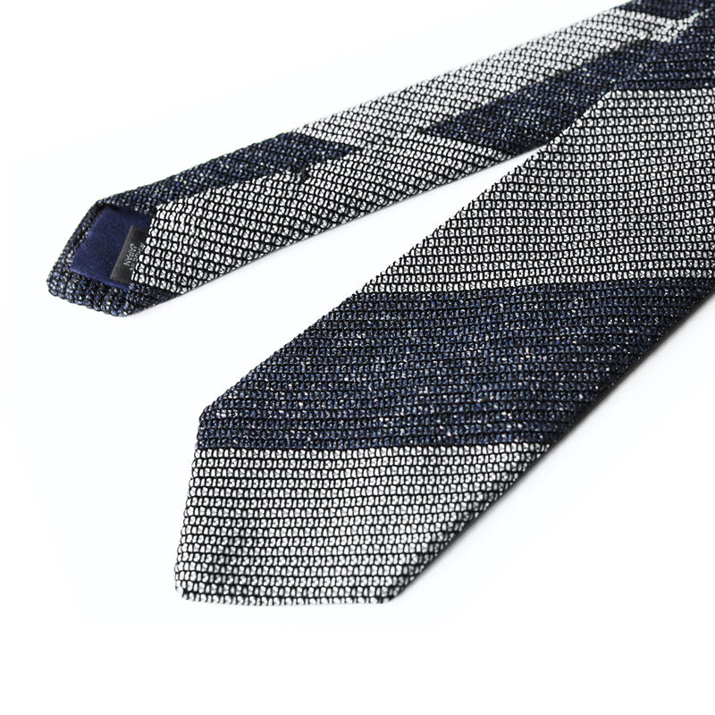 Fresco Tweed Panel Tie (Mixed Navy x White)