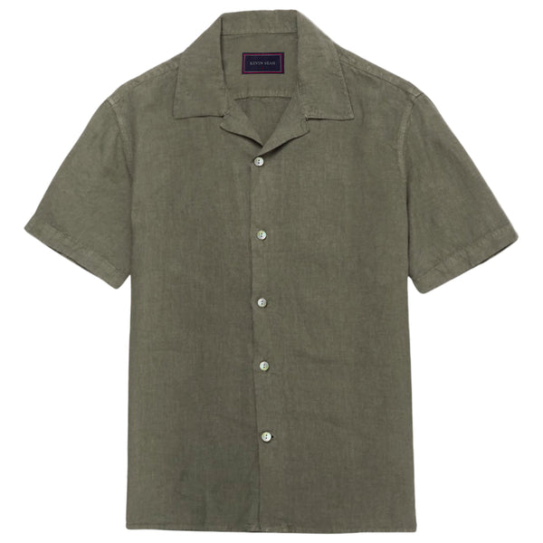 Camp Collar Irish Linen Short Sleeve Shirt - (Made to order)