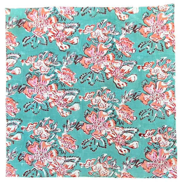 Hand Block Print Cotton Pocket Square - Green