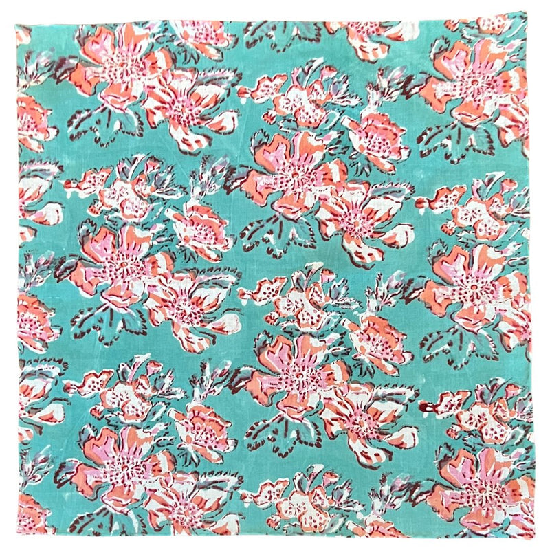 Hand Block Print Cotton Pocket Square - Green
