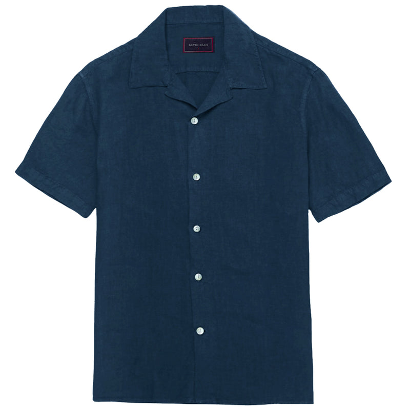 Camp Collar Irish Linen Short Sleeve Shirt - (Made to order)