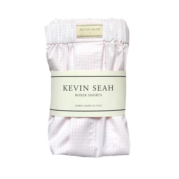 Pink / White Checks Cotton Poplin Boxer Shorts