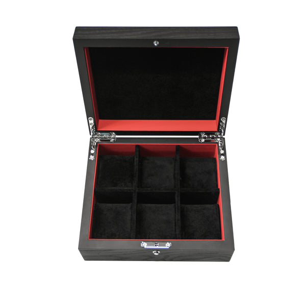 KronoKeeper Black Ash Watchbox - 6 Watches