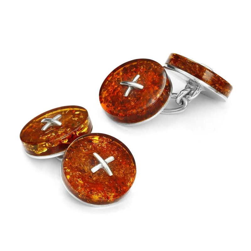 BALTIC AMBER BUTTON CUFFLINKS