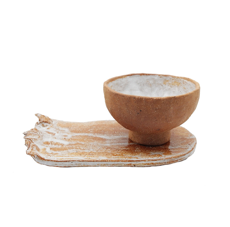 Rust Ceramic Serving Set with Torn Plate