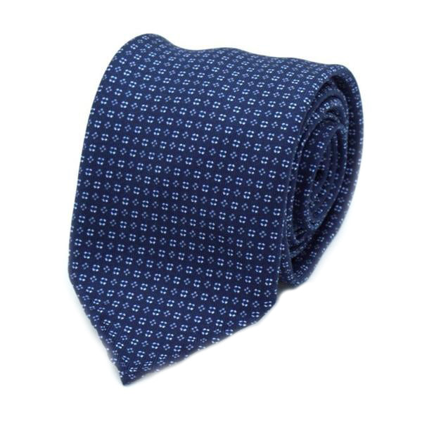Navy Diamond Patterned Silk Tie