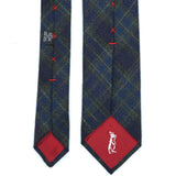 Navy Green Check Silk Wool Tie