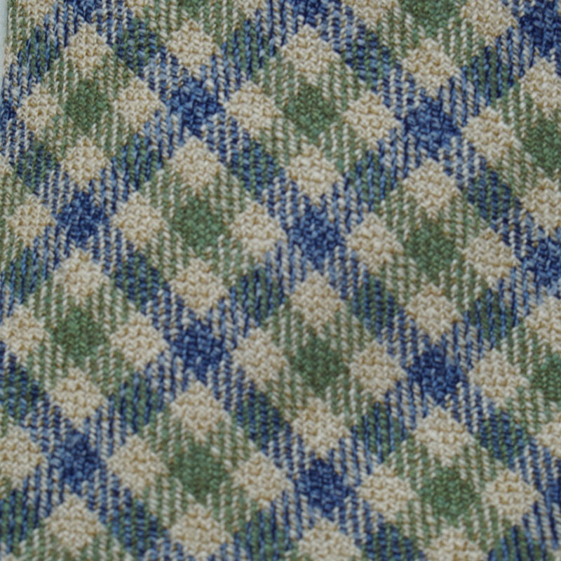 Blue and Green Gun Club Check Silk Wool Tie