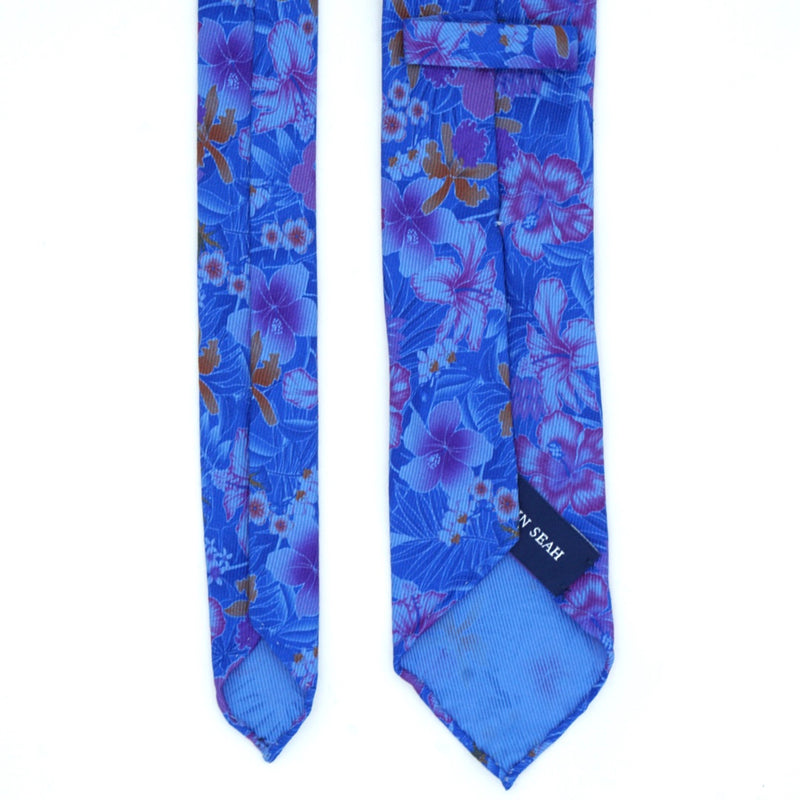 Blue Floral Silk Tie