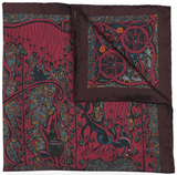 Burgundy Silk Pocket Square - Enchanted Forest Pheasant