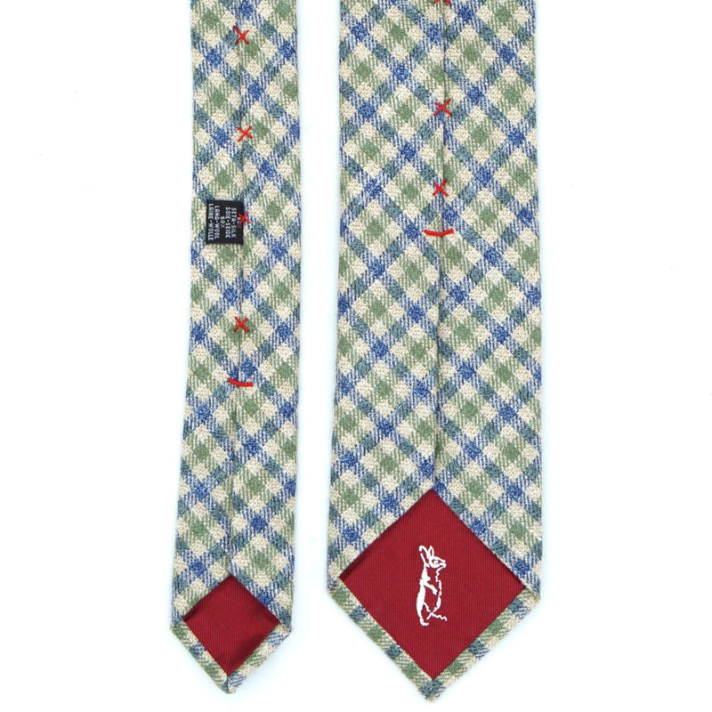 Blue and Green Gun Club Check Silk Wool Tie
