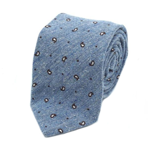 Kevin Seah Blue Paisley Silk Wool Tie