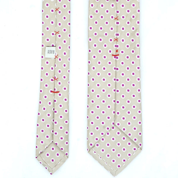Beige and Purple Spotted Silk Tie