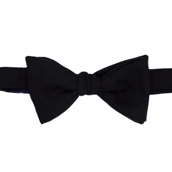 Black Silk Satin Pre-Tied Bow Tie