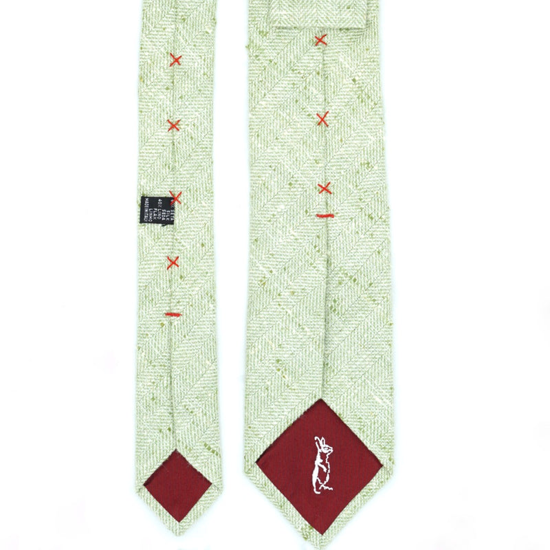 Green Herringbone Silk Wool Tie