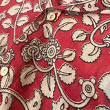 "BIRDS" Series Hand Painted Short Sleeve Shirt - RED
