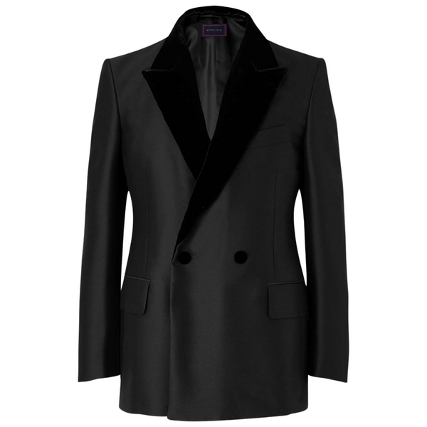 Silk Double Breasted Dinner Jacket (Made to Order) - BLACK